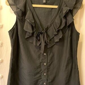 Banana Republic petite medium Elegant Black Ruffle Top